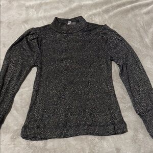 LOFT Black and Metallic Gold Knit Light Sweater